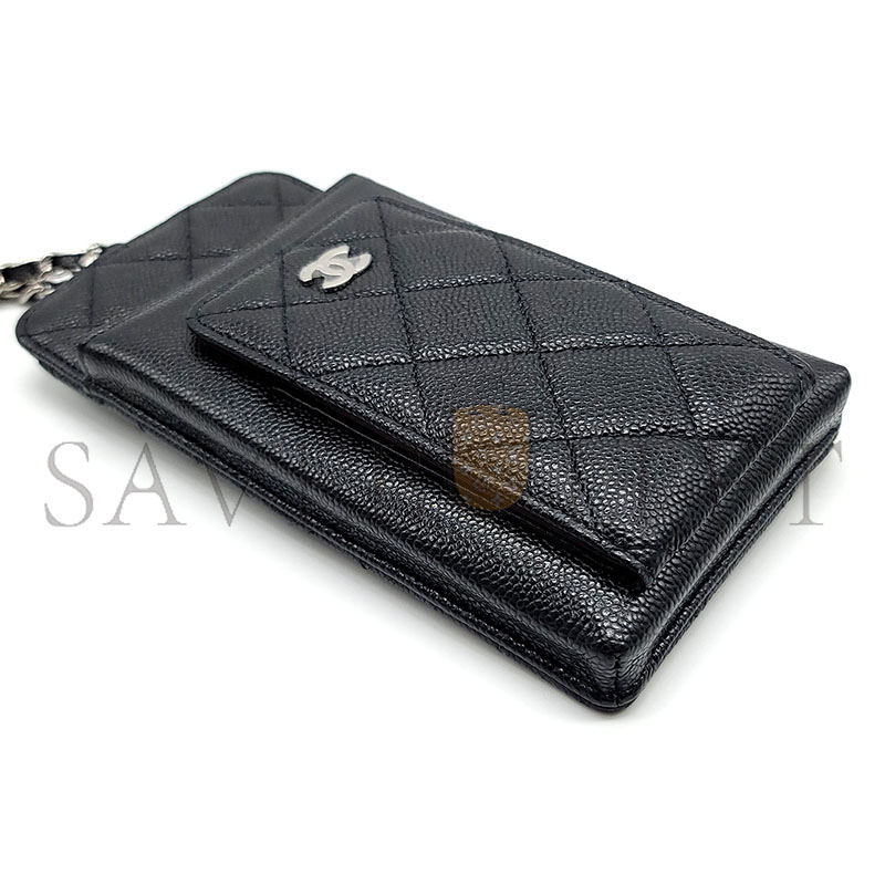 Ch*el caviar quilted cc phone holder black (18*10*3cm)